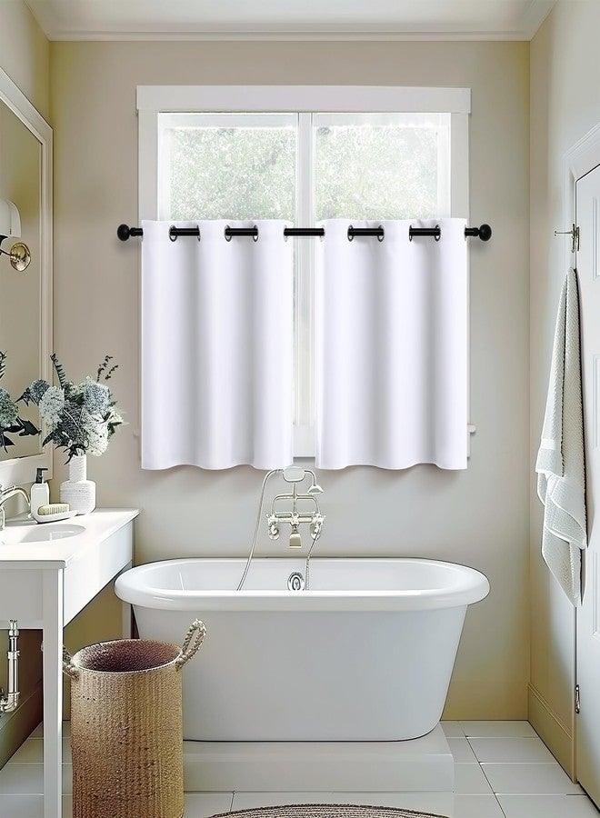 Pitalk ستائر Pitalk بيضاء نقية قصيرة للعربات الترفيهية، مناسبة للمطبخ وغرفة التخييم، مع حلقات معدنية علوية، ستائر تعتيم للنوافذ الصغيرة، طول 24 بوصة، مناسبة لغرف الأطفال والحمامات والغرف العلوية، عرض 34 بوصة وطول 24 بوصة، طقم من لوحتين. - Image 5